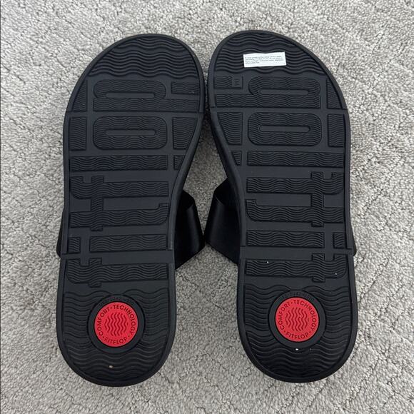 EUC Fitflop F-Mode Leather Flatform Toe-Post Sandals black platform thong - Picture 14 of 14